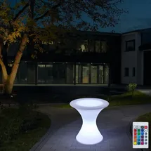 Eurotondisplay LED Gartenleuchte Kunststoff rund wetterfest IP54 mit Fernbedienung RGBW