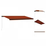 vidaXL Einziehbare Markise Handbetrieben 600 x 300 cm Orange und Braun