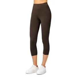 Merry Style Damen Leggings 3/4 Capri Leggings aus Viskose MS10-144 (Braun, XS) - XS