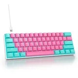 SOLIDEE mechanische Gaming Tastatur 60 Prozent,61 Tasten mit Lineare rote Schalter,Eisblaues Licht,kabelgebundene mechanische Tastatur mit LED-Hintergrundbeleuchtung,für PS5/PS4/Xbox(61 Miami)