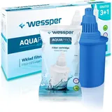 Wessper Alkalischer Wasserfilter Kartuschen 4 Stück, Wasserfilterkartusche AQUApro | Water Filter Cartridges zur Reduzierung von Chlor & Schwermetalle | Anheben des pH-Werts für Bis zu 300 L – Blau