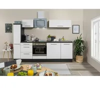 Respekta Premium Küchenzeile RP250EWCBO  (Breite: 250 cm, Weiß, Mit Elektrogeräten)