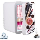 Mini Kühlschrank Tragbarer 8L Kosmetik Kühlschrank mit LED Make Up Spiegel, 2 in 1 Auto Kühlschrank mit Kühl/Heizfunktion für Reisen, Auto, Büround Schlafzimmer