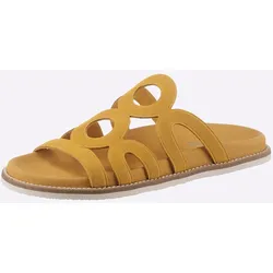 Pantolette HEINE, Damen, Gr. 39, gelb, Rindsleder, Glattleder, modisch, Schuhe