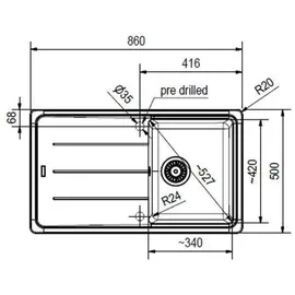 Franke Basis BFG 611-86 Fragranit Steingrau 860 x 500 mm