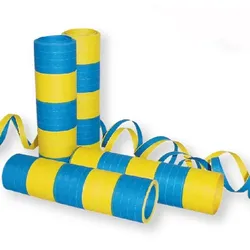 1 Rolle Papier Luftschlangen blau gelb  schwer entflammbar