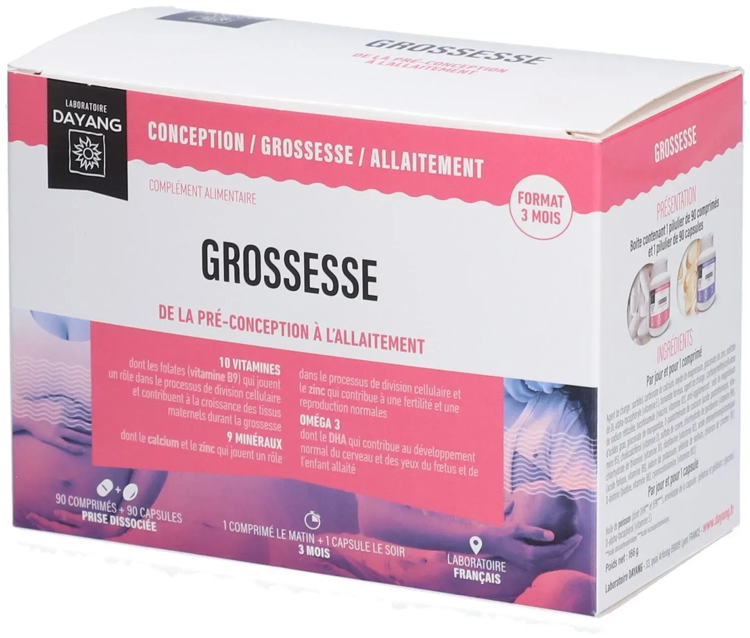 DAYANG GROSSESSE - Comprimé + capsule, complément alimentaire pour la grossesse. - bt 90 180 emballage(s) combi