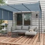 Outsunny Gartenmöbel-Set Ecksofa & Beistelltisch Polyrattan grau/hellgrau