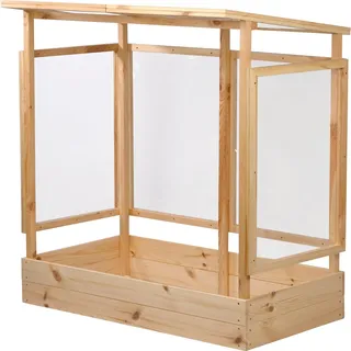 Dobar Tomatenhaus Holz mit PVC-Schutzscheiben kleines Gewächshaus für Tomaten, Gurken & Gemüse im Gartenbeet Pflanzenhaus mit Rankhilfe für geschützten Gemüseanbau 116 x 71 x 120 cm