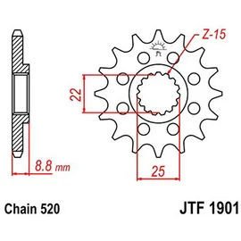 JT Sprockets Vorderrad-Kettenrad 12 Zähne Stahl Schwarz
