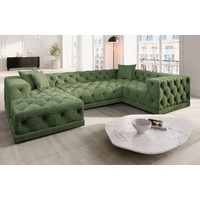 Sofa Dreams Wohnlandschaft Strukturstoff Stoff Polster Sofa Palma U Form Stoffsofa Modern grün