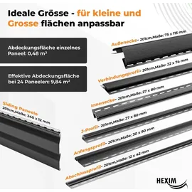 HEXIM Siding Fassadenpaneele grau 2 St. UV-beständig