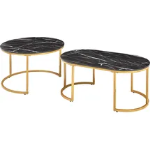 [en.casa] Satztisch Oppeerg 2er Set Marmoroptik, schwarz/Gold