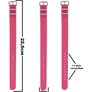 Pacific Time Uhrenarmband Wechselarmband Durchzugsband Textil Nylon 16mm rosa 10002