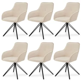 Juskys Drehstuhl Clyde Samt Beige 6 Stk.