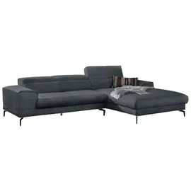 W.Schillig Ecksofa "piedroo, Designsofa mit tollem Sitzkomfort, L-Form", blau (marine r66), B:303cm H:70cm T:193cm, Chenille-Flachgewebe R66 (85% Polyester, 15% Nylon), Sofas, Ecksofa, Kopfteilverstellung, wahlweise mit Sitztiefenverstellung, Breite 303cm