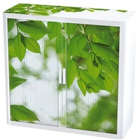 Rollladenschrank Motiv grüne Blätter grün, easyOffice, 110x104x41.5 cm