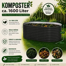 Vicco Komposter Anthrazit, 200 x 100 cm, Gartenzubehör, Gartenpflege, Gartengeräte