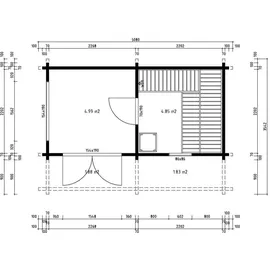 FinnTherm Saunahaus Enns-70, 70 mm Wandstärke, (508 x 354 cm) - Naturbelassen