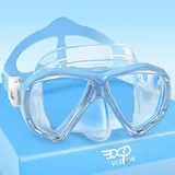 Kinder Taucherbrille, 180° Anti-Beschlag Kinder Schwimmmaske Gehärtetes Glas Schwimmbrille mit Nasenschutz Anti-Leck Tauchmaske für 4-15 Jungen Mädchen Jugend (Harry Blau)