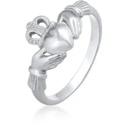 Elli Fingerring »Ring Claddagh Herz Krone Königlich 925 Silber« Elli Silber 52