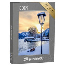 puzzleYOU Puzzle Puzzle 1000 Teile XXL „Winterlandschaft am Tegernsee in Bayern“, 1000 Puzzleteile, puzzleYOU-Kollektionen Tegernsee