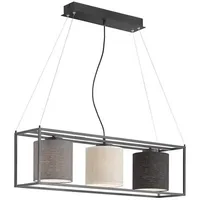 Fischer Leuchten Hängelampe Pendelleuchte Esstischlampe Textil Wohnzimmerleuchte 3 flammig L 90cm