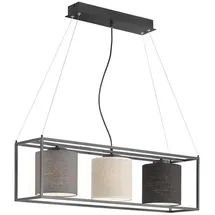 Fischer Leuchten Hängelampe Pendelleuchte Esstischlampe Textil Wohnzimmerleuchte 3 flammig L 90cm