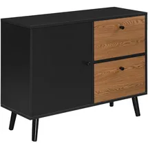 [en.casa] Sideboard Gislaved 80x30x62,5cm Schwarz/Dunkler Holzton