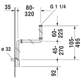 Duravit Raumsparsiphon 1 1/4" Kunststoff weiß