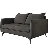 s-style möbel Auris - Modernes Sofa 2-Sitzer Mit Schwarz Metall Füßen Aus Graphit, Luxusmicrofaser