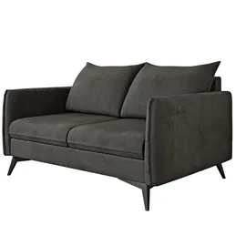 s-style möbel Auris - Modernes Sofa 2-Sitzer Mit Schwarz Metall Füßen Aus Graphit, Luxusmicrofaser