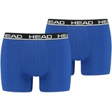 Herren Boxershort 2er Pack Basic Baumwoll Stretch einfarbig Blau/Schwarz L