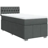 vidaXL Boxspringbett mit Matratze Dunkelgrau 100x200 cm Stoff