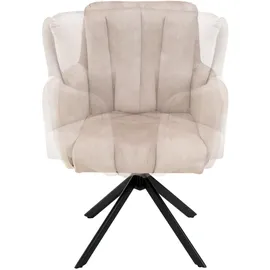 ronald verdult Polsterstühle 2er Set ALEX, Beige - Schwarz - Stoffbezug - Metallgestell - 180 Grad drehbar - 2er Set