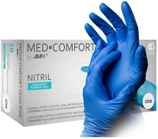 Chemikalienhandschuh Ampri Med Comfort High Risk blau L Gr. 9, Chemikalienschutzhandschuh, 50 Stück/Box