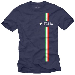 MAKAYA T-Shirt Herren Italia Herz Italienische Flagge Fahne Fußball Trikot Italien Jungs, Männer blau 5XL