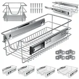 Kesser KESSER® Teleskopschublade Küchenschublade Küchenschrank Korbauszug Schrankauszug Vollauszug Schublade 1x 30cm ? Silber