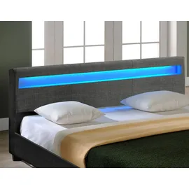 Corium Bett Skagen mit LED Beleuchtung 140x200cm Bettgestell mit Lattenrost Stoff - Grau