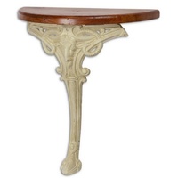 Casa Padrino Beistelltisch Barock Beistelltisch Braun / Weiß 63 x 31 x H. 65,5 cm - Halbrunder Tisch mit Holzplatte und Gusseisen Bein - Barock Wandtisch