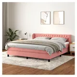 Lattenrost mit Matratze, Rosa, 160 x 200 cm, Velours, Plattform, mit Lattenhalter, einfache Montage, für Schlafzimmer, Erwachsene
