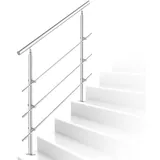 Daromigo 100cm Edelstahl Handlauf Geländer mit 3 Querstreben, Handlauf Winkelverstellbar, Ø 42mm Treppengeländer Edelstahl für Innen und Außen,Treppen, Balkon