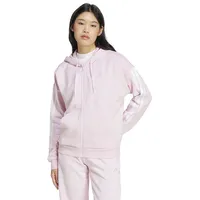Adidas Essentials 3 Stripes Fleece Reißverschlusspullover - Clear Pink / White - L