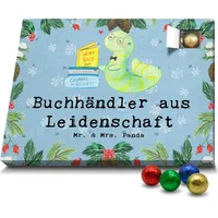 Mr. & Mrs. Panda Schoko Adventskalender Buchhändler Leidenschaft - Blau Pastell - Geschenk, Rente, Kollege, Brille, Bücherwurm, Buchverkäufer, B... - Blau