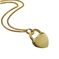 NICEANDnoble Kette mit Anhänger 925er Silber vergoldete Panzerkette mit Anhänger Herz-Schloss