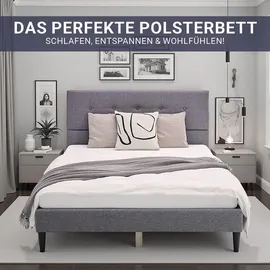 Homestyle4u Polsterbett 120 x 200 cm Grau