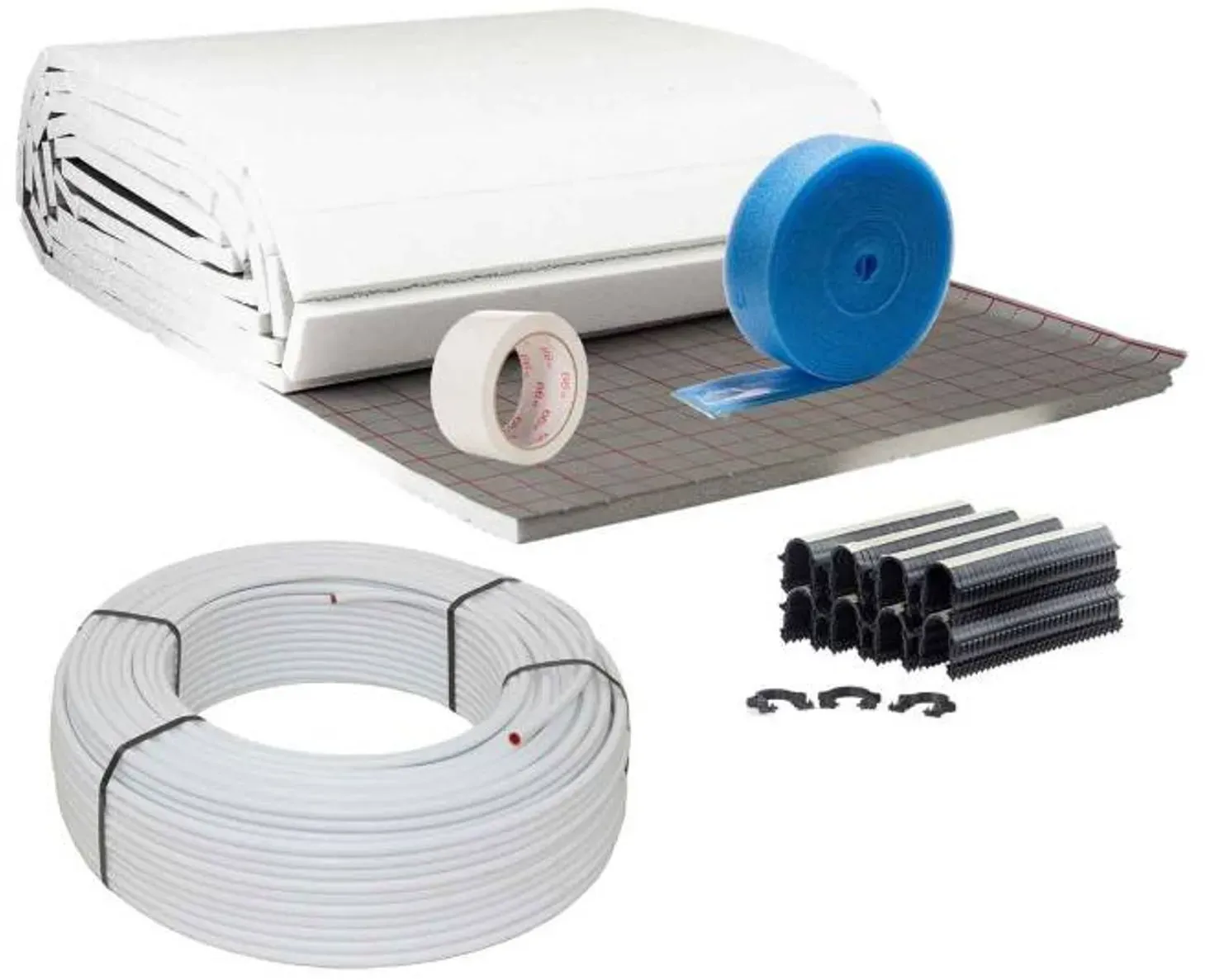 10 m2 Set Tackersystem Rollbahn 20 mm WLG 045 16 x 2 Aluverbundrohr Raster 10 cm + Zubehör