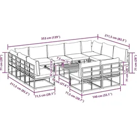 vidaXL Garten-Sofa-Set 12-tlg. schwarz