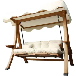 JVmoebel Schaukelsitz Luxuriöser Holz Gartenschwingstuhl Edle Holz Schaukel Gartenschaukel (1-tlg), Made in Europa braun