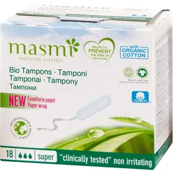 Bio Tampons Super 100% Bio Baumwolle Masmi 18 ST